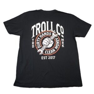 Troll Co Graphic T-shirt Mens XL Black Dirty Hands Clean Money Wrenches Workwear